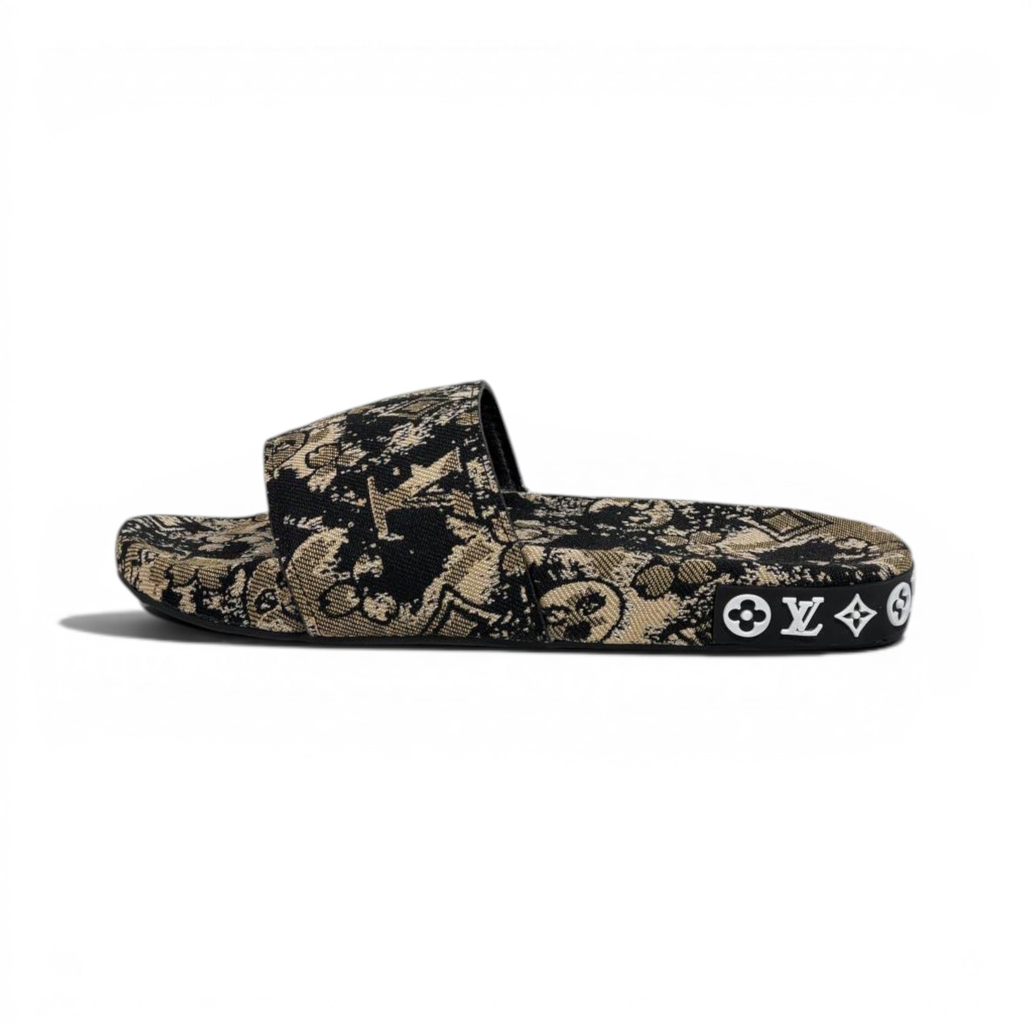 Louis Vuitton Monogram Inspired Slide Sandals – Luxury Designer Comfort Slippers ✨🖤