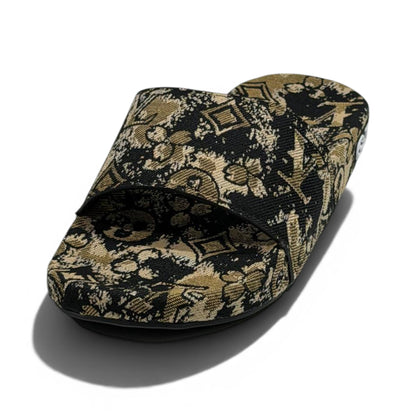 Louis Vuitton Monogram Inspired Slide Sandals – Luxury Designer Comfort Slippers ✨🖤