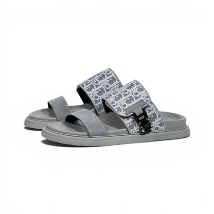 Dior Oblique Grey Slide Sandals – Luxury Designer Summer Slippers ✨🩶