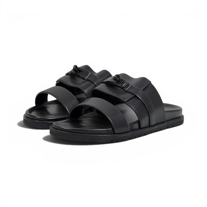 Hermès Black Luxury Slide Sandals – Premium Designer Summer Slippers 🖤✨
