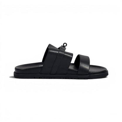 Hermès Black Luxury Slide Sandals – Premium Designer Summer Slippers 🖤✨