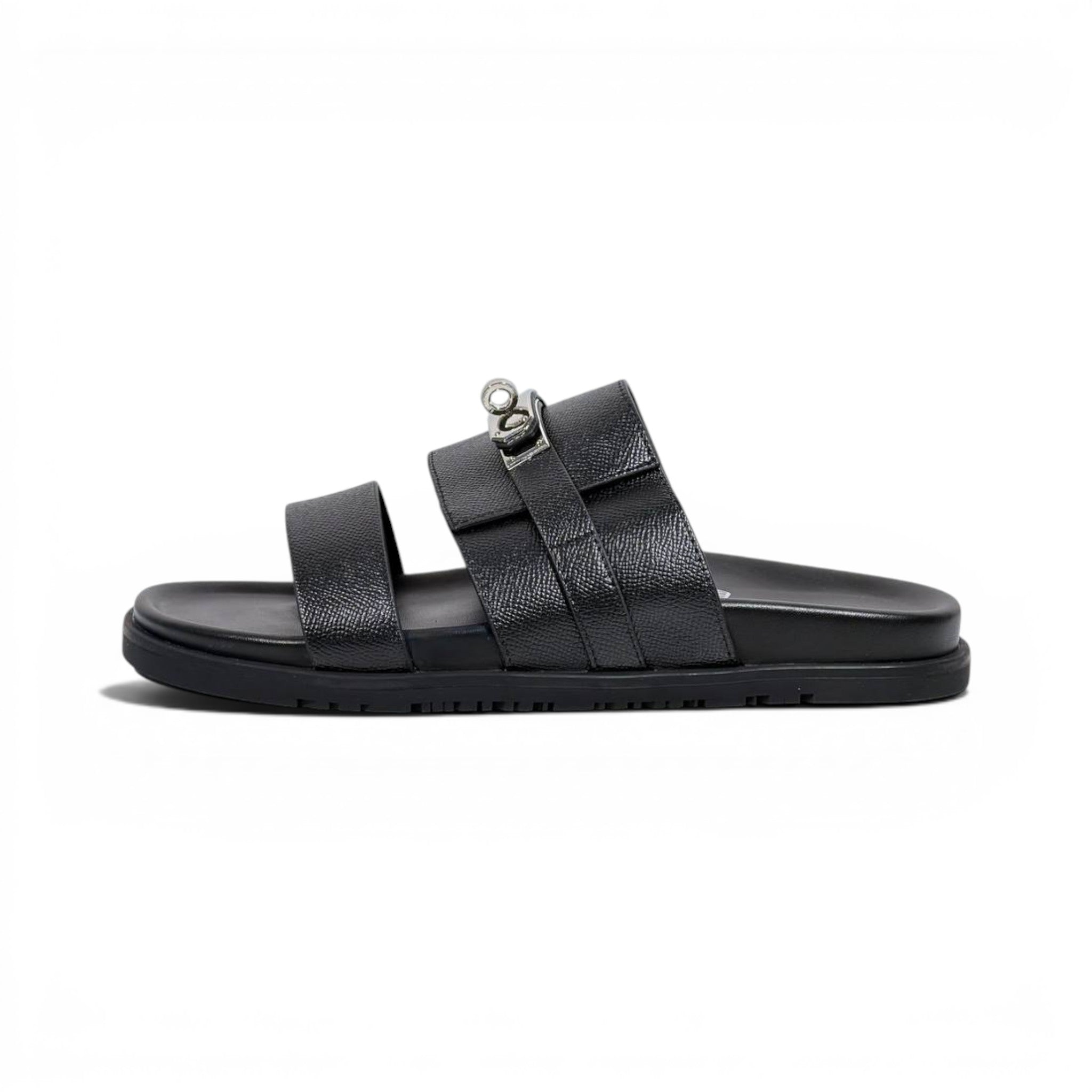 Hermès Black Luxury Slide Sandals – Premium Designer Summer Slippers 🖤✨