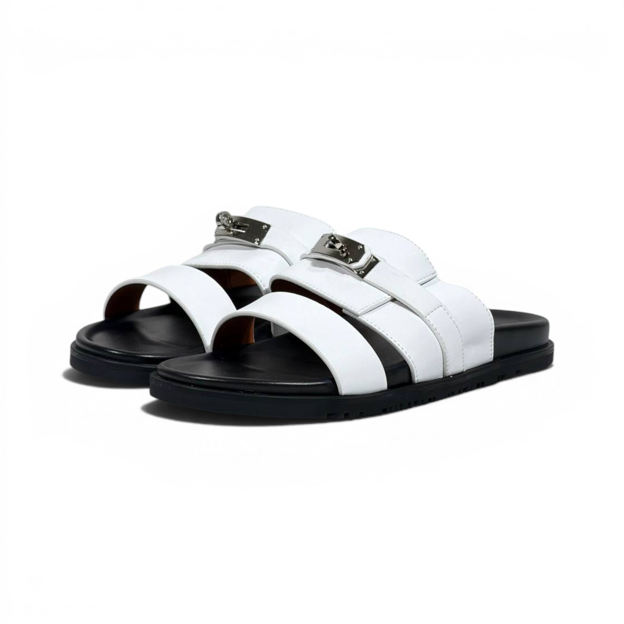 Hermès White Luxury Slide Sandals – Premium Designer Summer Slippers 🤍✨