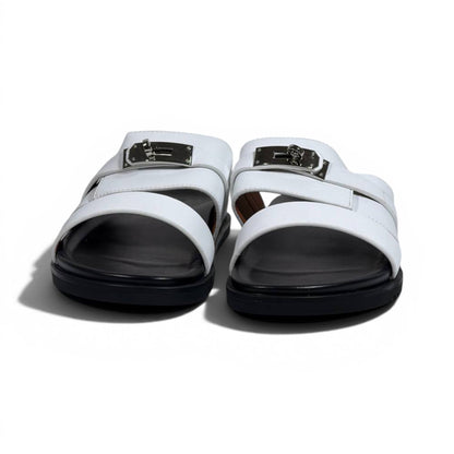 Hermès White Luxury Slide Sandals – Premium Designer Summer Slippers 🤍✨