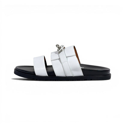 Hermès White Luxury Slide Sandals – Premium Designer Summer Slippers 🤍✨