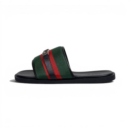 Gucci Green Web Slide Sandals – Luxury Designer Summer Slippers 💚❤️✨