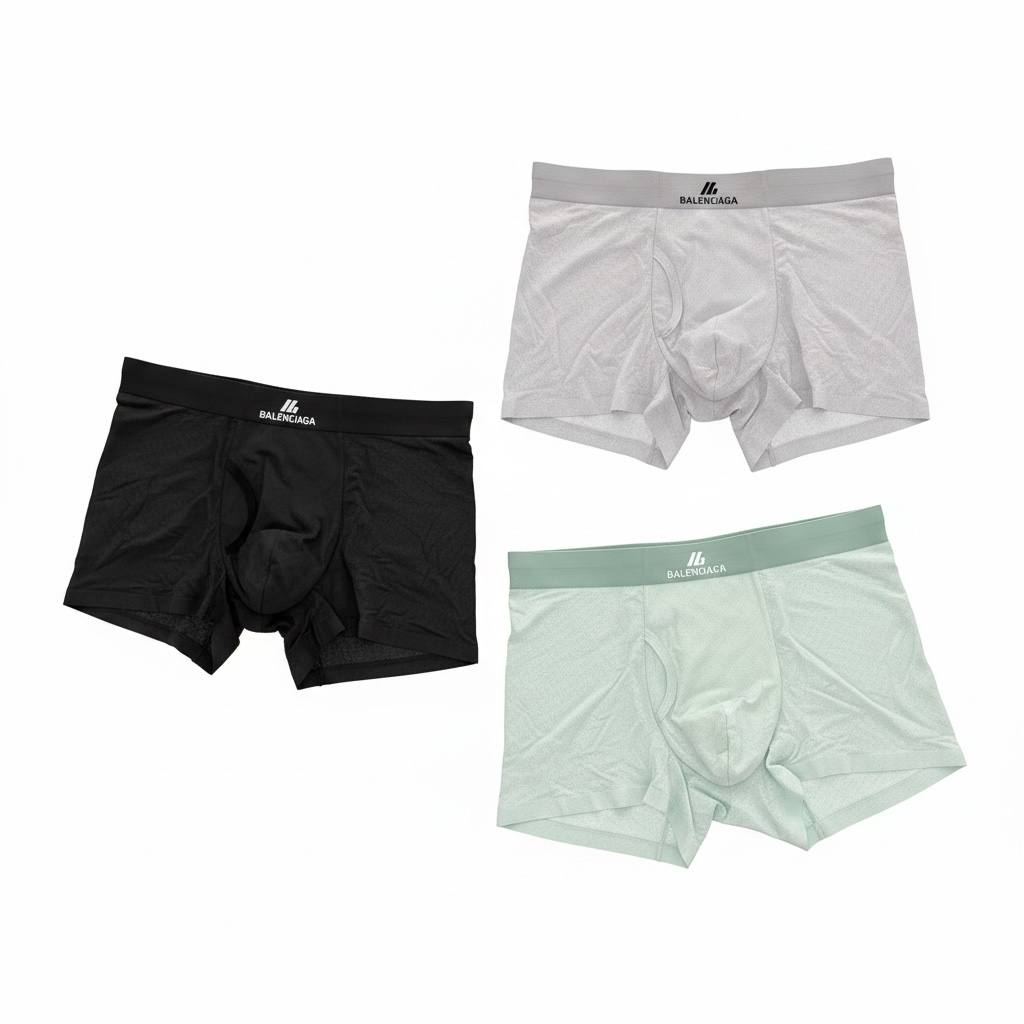 Balenciaga Premium Boxer Briefs Set – Luxury Comfortable Men Underwear Collection 🖤🤍💚