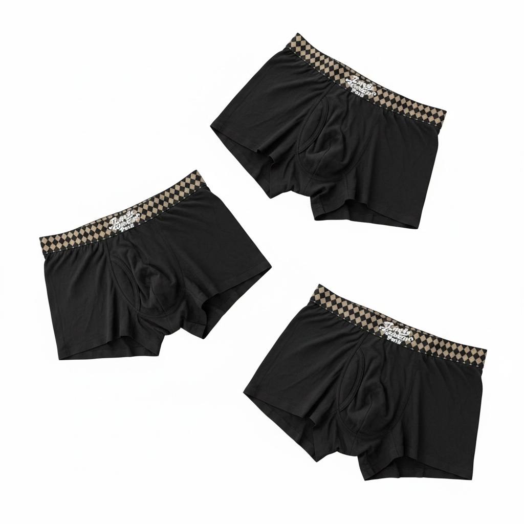 LOUIS VUITTON Premium Ice Silk Boxer Briefs Set – Signature Checkered Edition 🖤✨