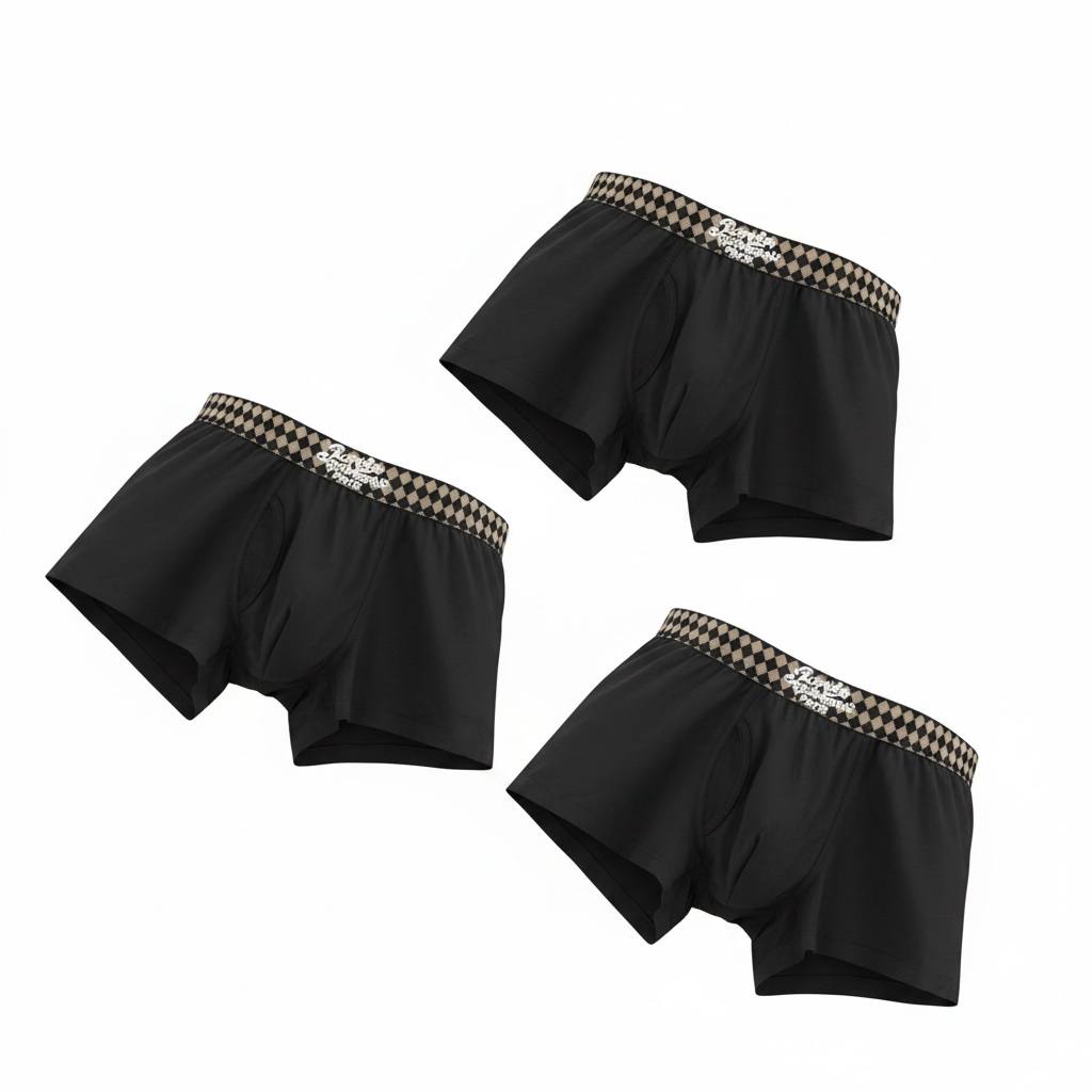 LOUIS VUITTON Premium Ice Silk Boxer Briefs Set – Signature Checkered Edition 🖤✨
