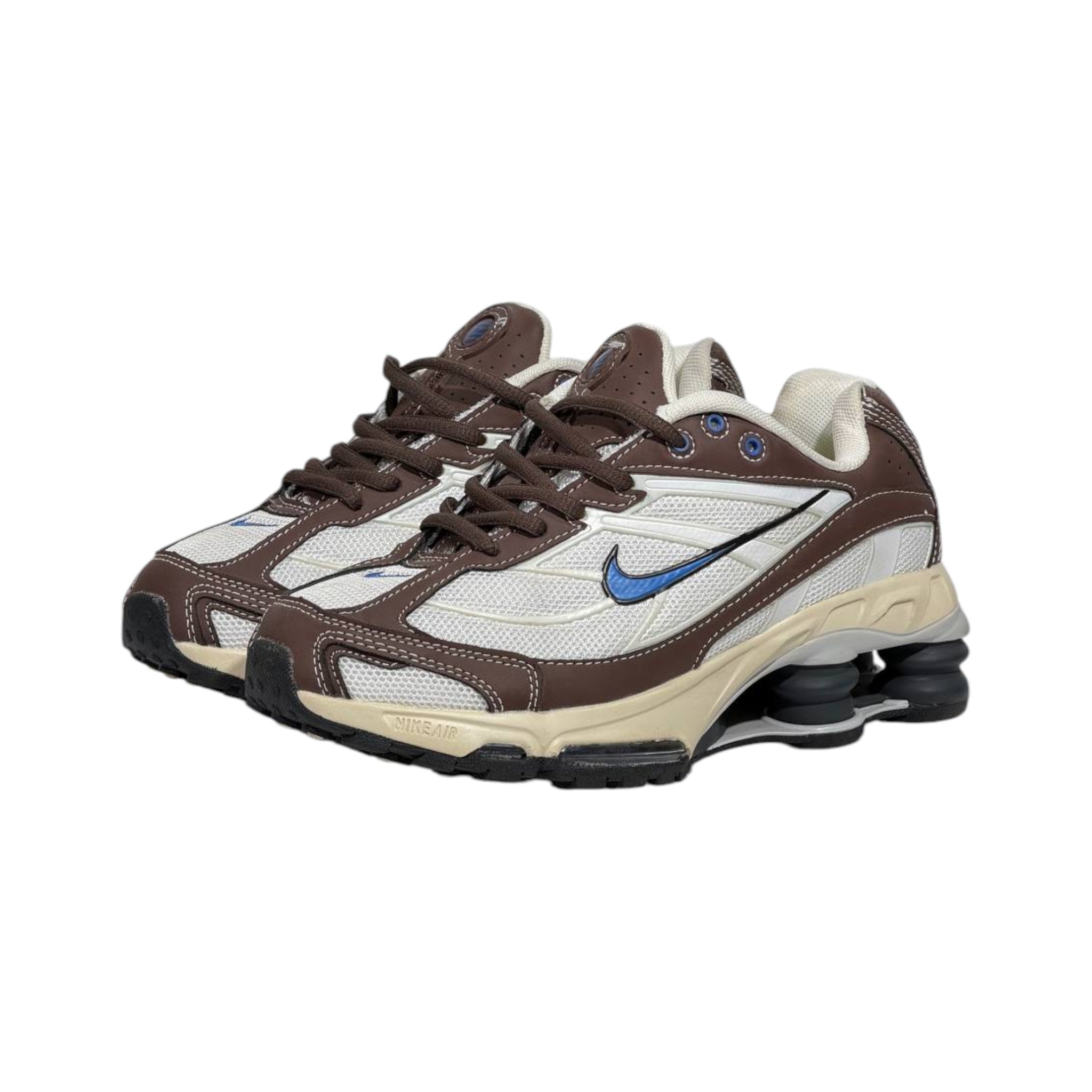 🤎⚡ Nike Shox R4 Retro Brown & Cream Running Sneakers – Y2K Streetwear Cushion Shoes 👟🔥