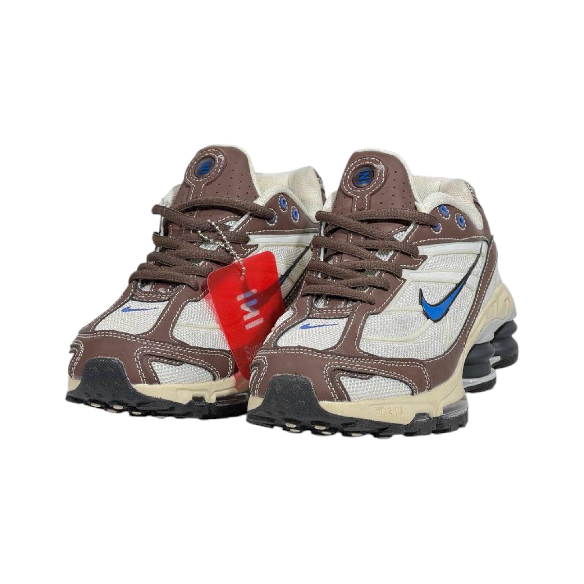 🤎⚡ Nike Shox R4 Retro Brown & Cream Running Sneakers – Y2K Streetwear Cushion Shoes 👟🔥