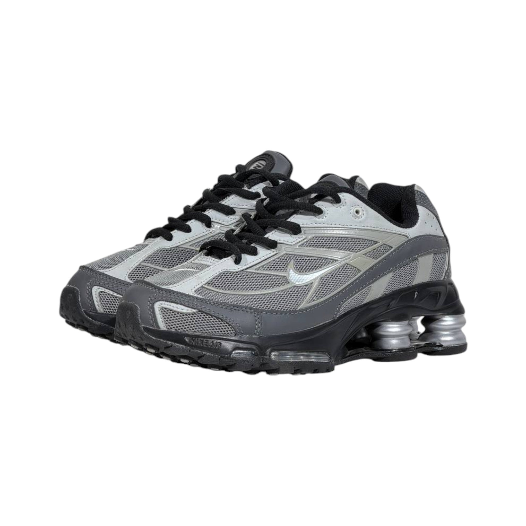⚡🩶 Nike Shox R4 Silver Grey Retro Running Sneakers – Y2K Streetwear Cushion Shoes 👟🔥