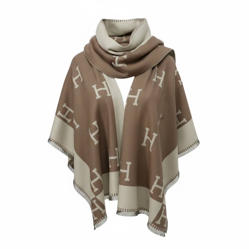 Hermes Signature Reversible Scarf – Camel & Ivory 🧣🤍🤎