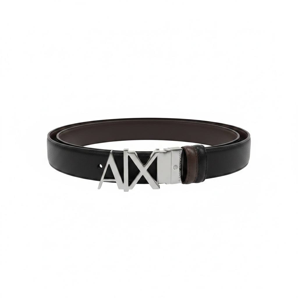 Armani Exchange AX Logo Reversible Leather Belt – Black & Brown Edition -115cm🖤🤎