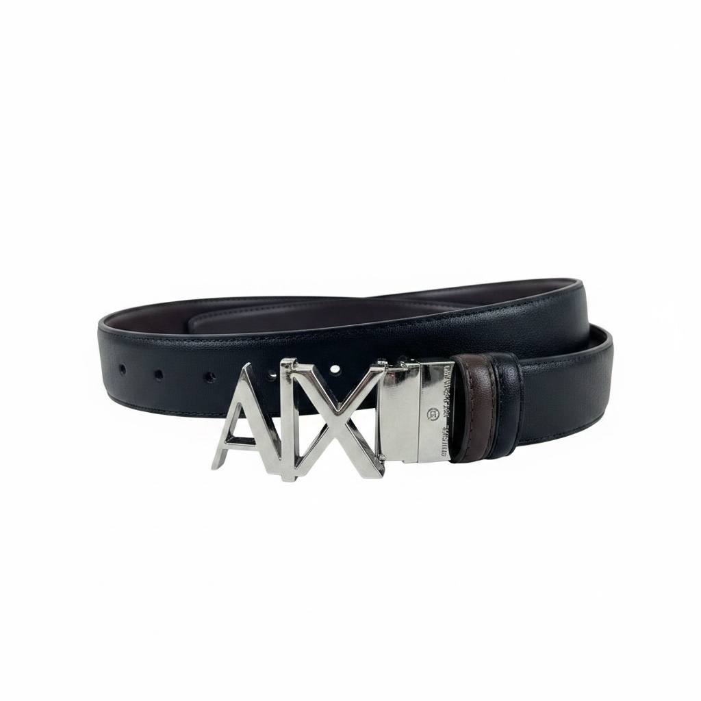 Armani Exchange AX Logo Reversible Leather Belt – Black & Brown Edition -115cm🖤🤎