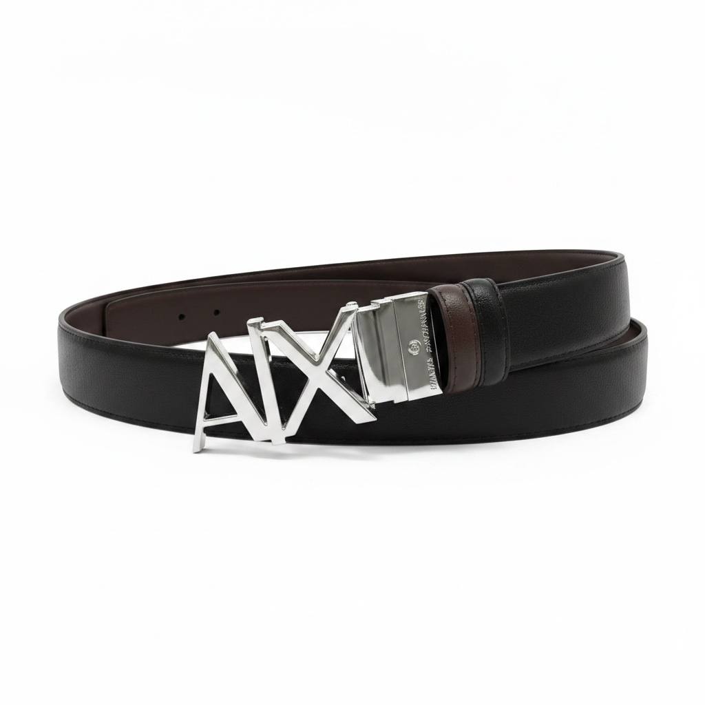 Armani Exchange AX Logo Reversible Leather Belt – Black & Brown Edition -115cm🖤🤎