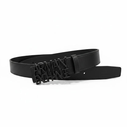 Armani Exchange Oversized Logo Leather Belt 110cm– All Black Edition 🖤