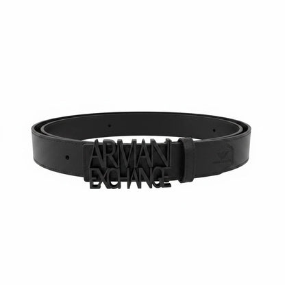 Armani Exchange Oversized Logo Leather Belt 110cm– All Black Edition 🖤
