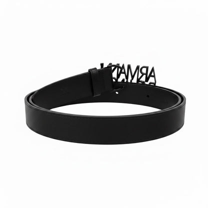 Armani Exchange Oversized Logo Leather Belt 110cm– All Black Edition 🖤