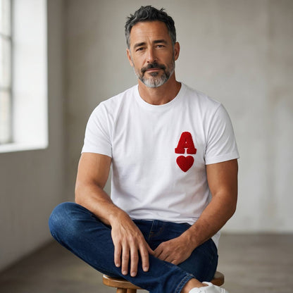 AMI Paris “Pretty Lucky” Heart Graphic T-Shirt – White Edition ❤️♠️✨