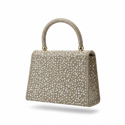 Valentino Garavani Pearl Crystal Top Handle Bag ✨🤍 | Gold Embellished Couture Evening Handbag