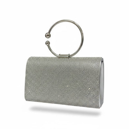 Silver Crystal Leaf Ring Clutch ✨🩶 | Luxe Embellished Evening Statement Bag