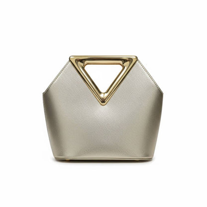 Golden Prism Crystal Handbag ✨💛 | Geometric Metallic Handle Statement Bag