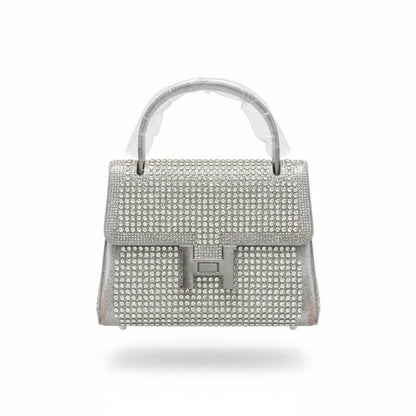 Hermès-Inspired Silver Crystal Top Handle Bag ✨🤍 | Luxury Evening Statement Handbag
