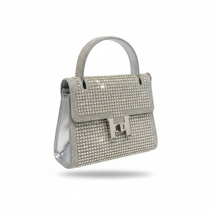 Hermès-Inspired Silver Crystal Top Handle Bag ✨🤍 | Luxury Evening Statement Handbag