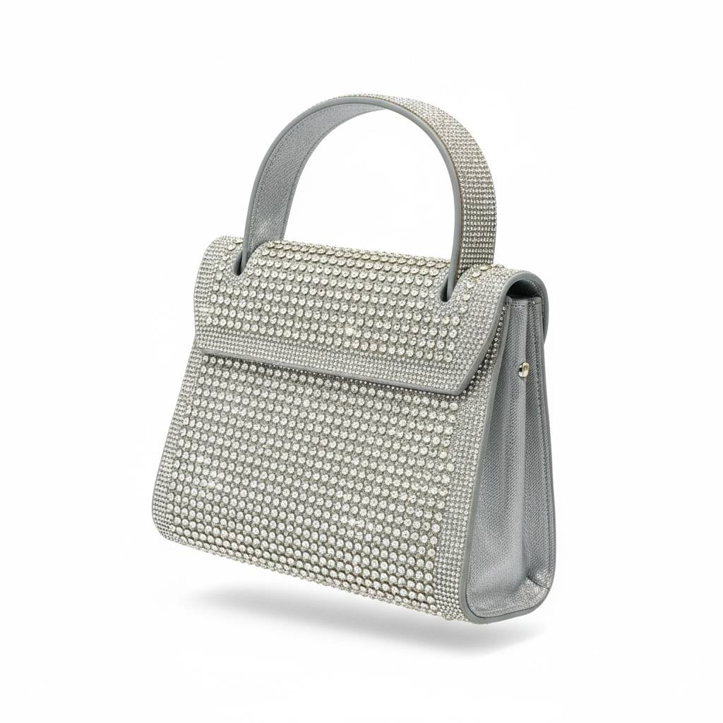 Hermès-Inspired Silver Crystal Top Handle Bag ✨🤍 | Luxury Evening Statement Handbag