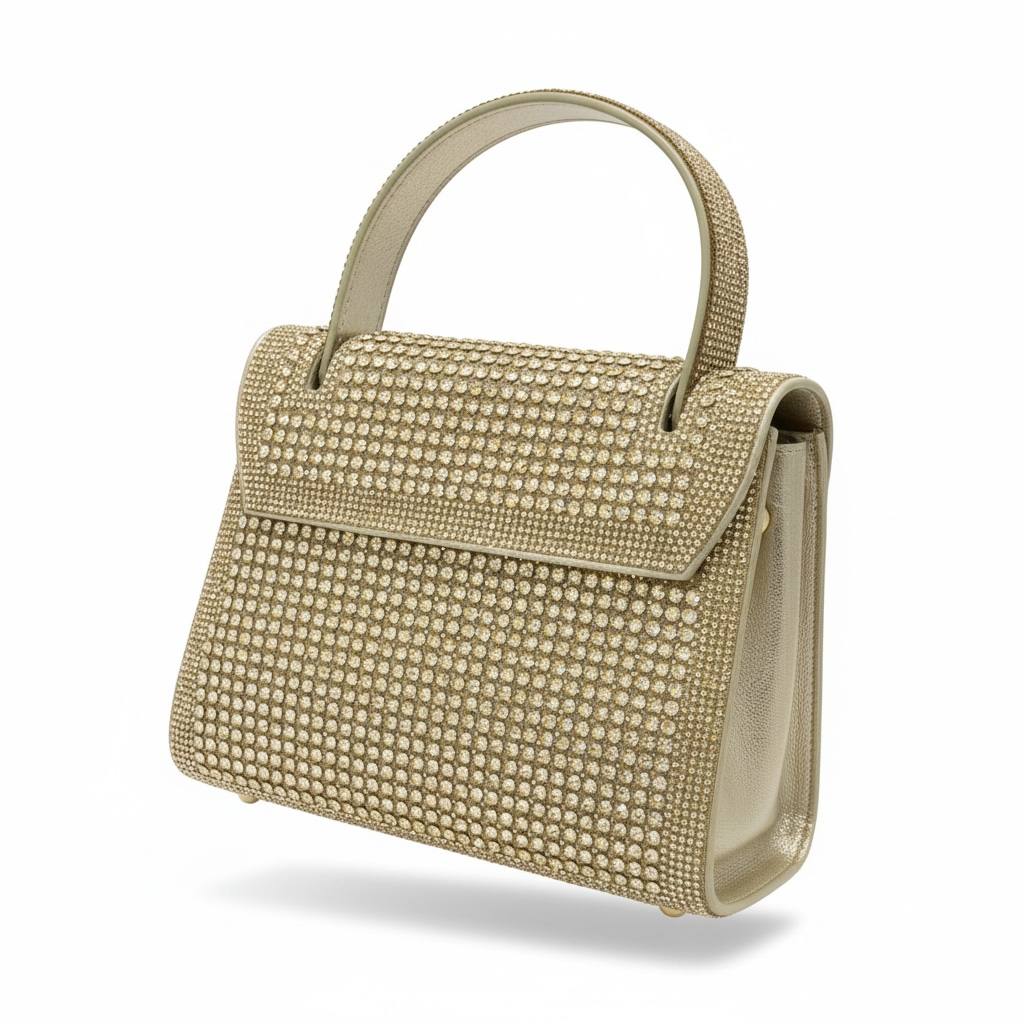 Hermès-Inspired Crystal Gold Top Handle Bag ✨👑 | Luxury Statement Evening Handbag