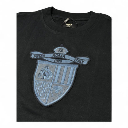 🖤 Fendi Roma Italy Crest Tee – Black on Black Heritage Shield 👑🇮🇹