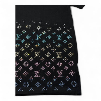 Louis Vuitton Monogram Crystal Gradient Tee – Black Rainbow Sparkle