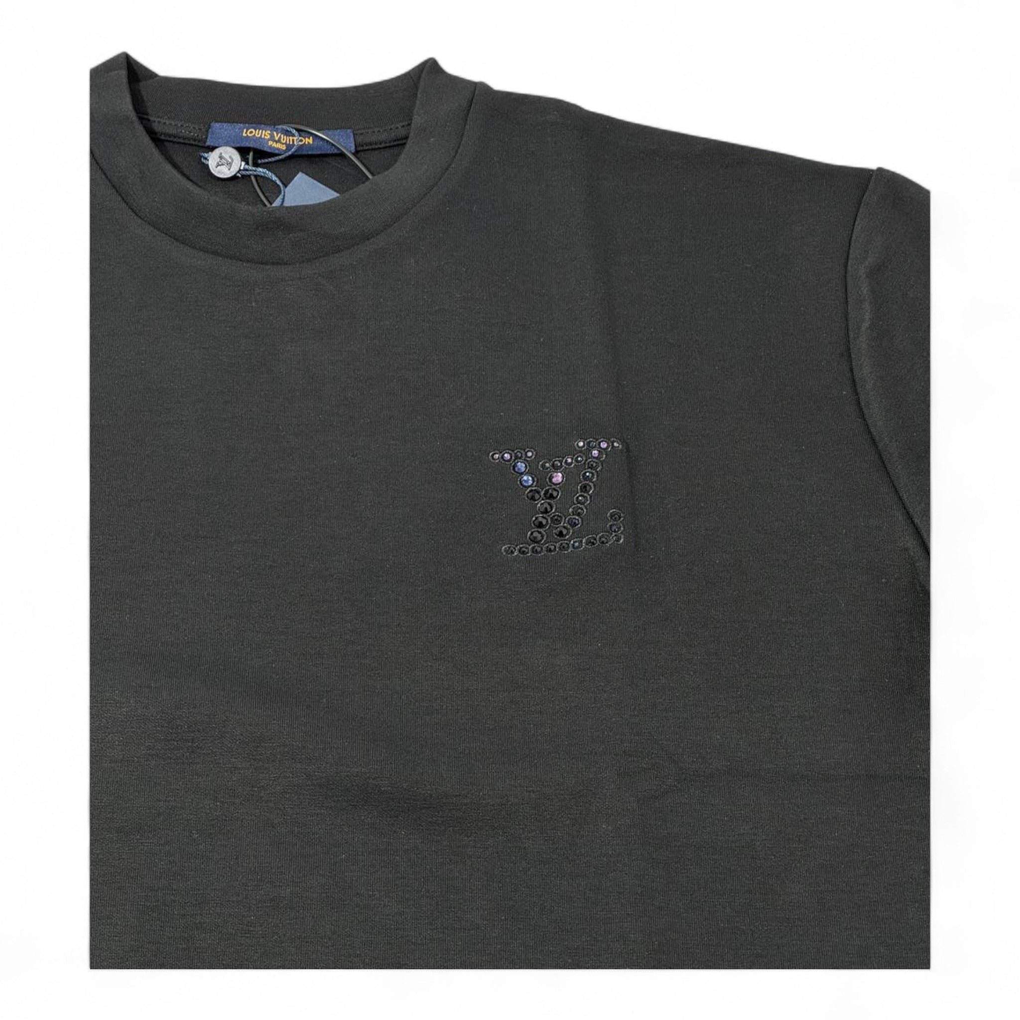 Louis Vuitton Tonal LV Embossed Logo Tee – Black Minimalist Edition