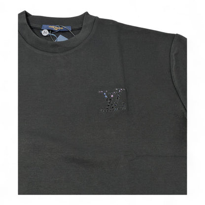 Louis Vuitton Tonal LV Embossed Logo Tee – Black Minimalist Edition