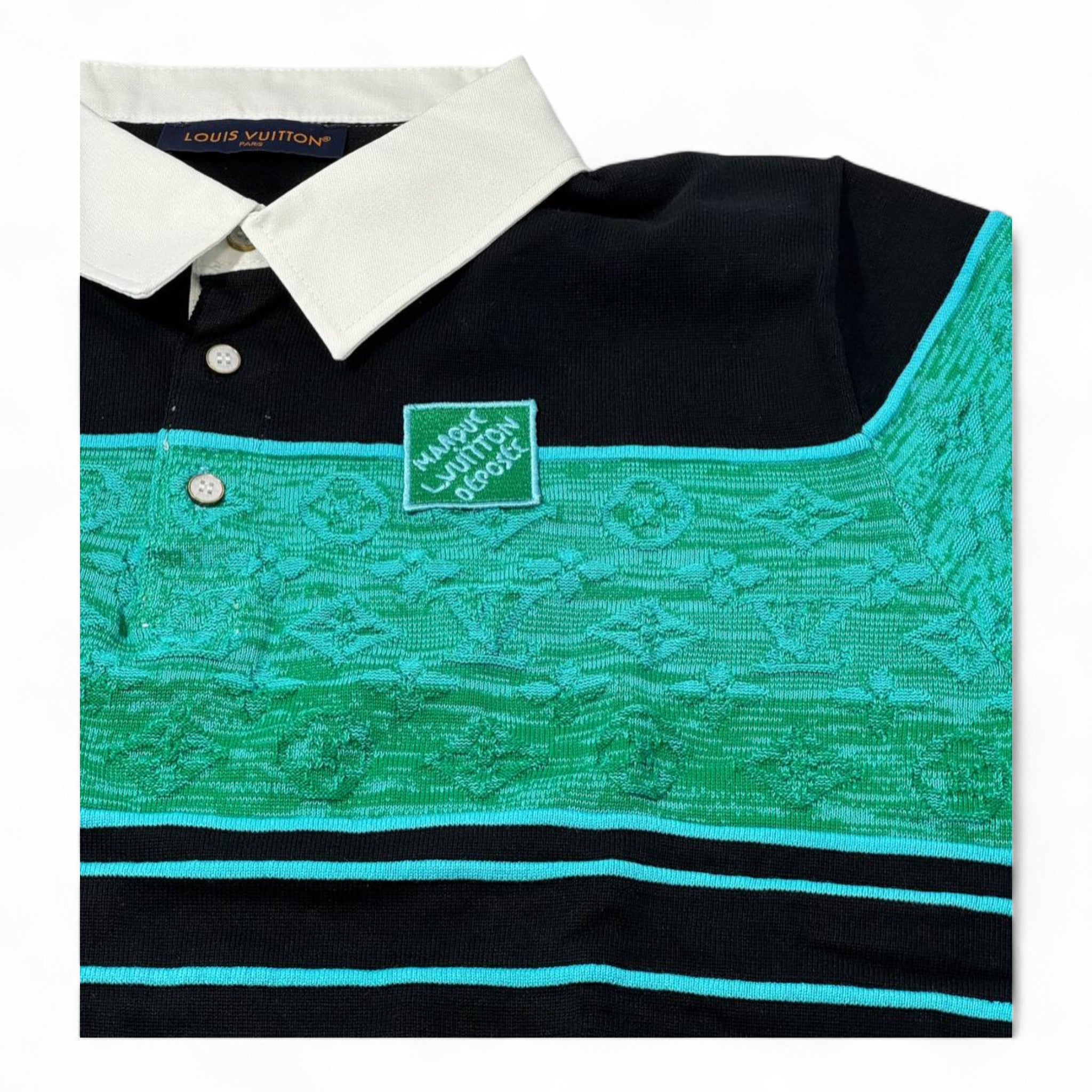 Louis Vuitton Monogram Panel Polo – Green Jacquard x White Collar Edition