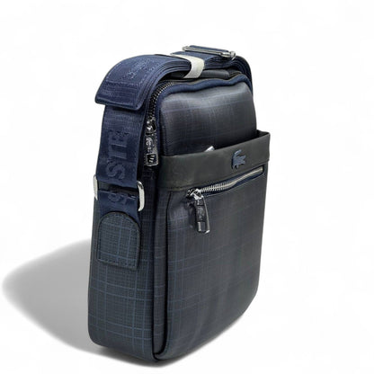 🐊 Lacoste Navy Check Crossbody Bag – Sporty Chic Meets Everyday Luxury