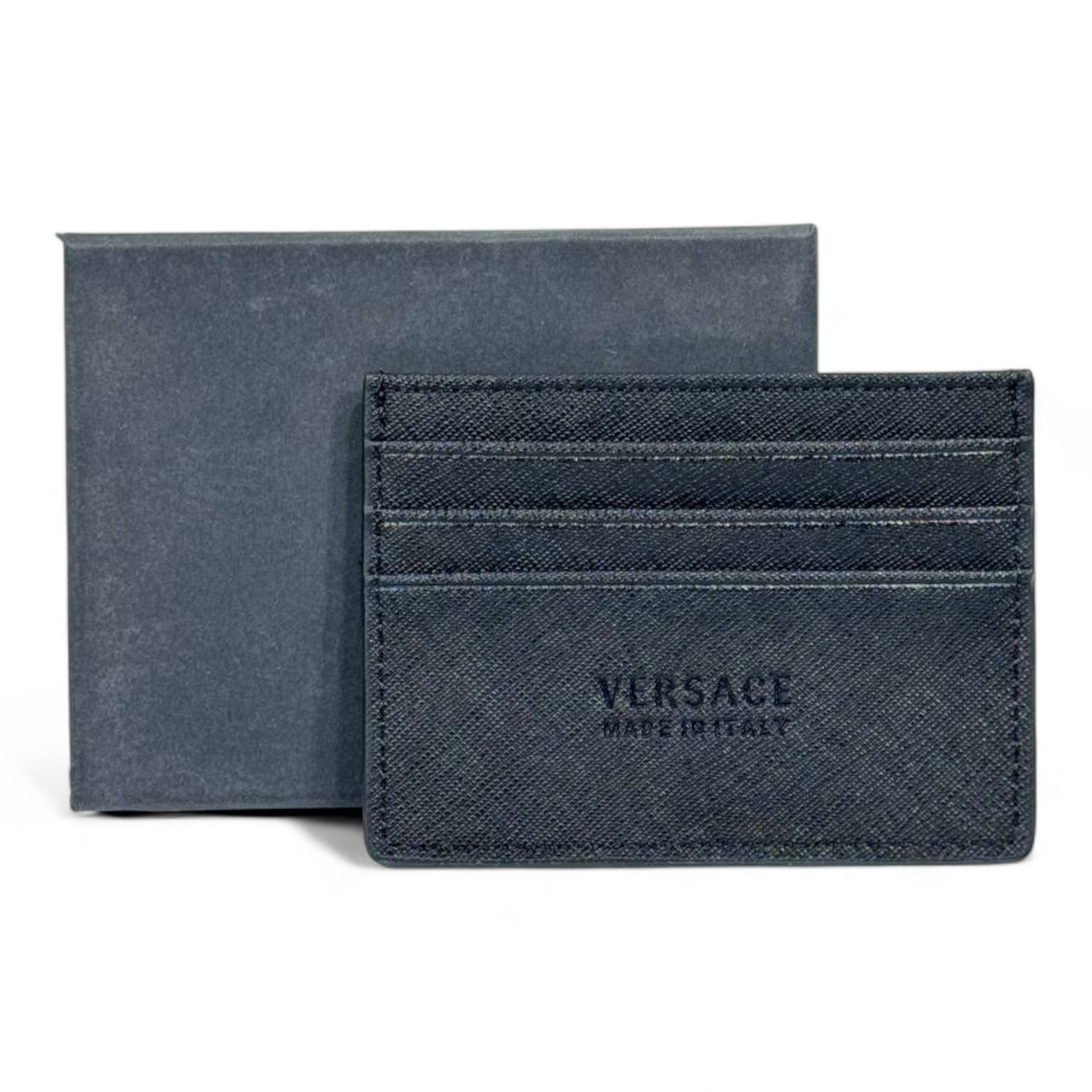 🖤 Versace Black Leather Card Holder – Timeless Luxury with Iconic Detailing