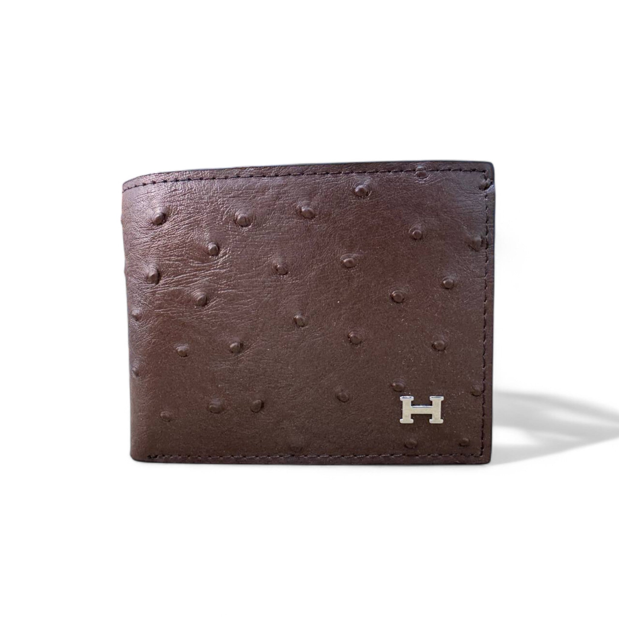 Sophisticated Brown Hermès Wallet with Ostrich Leather Texture
