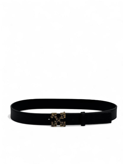 Off-White™ Gold Arrow Floral Belt 🌿 (110 cm | Luxury Black Edition)