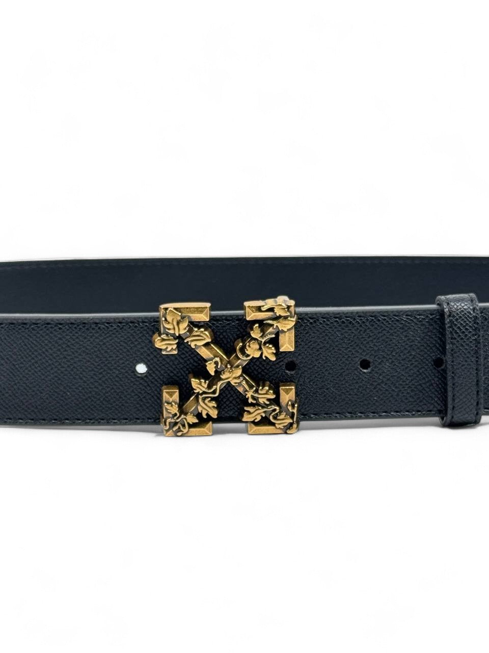 Off-White™ Gold Arrow Floral Belt 🌿 (110 cm | Luxury Black Edition)