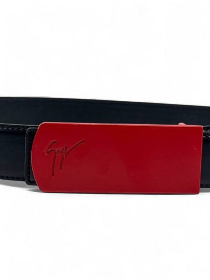 Giuseppe Zanotti™ Red Enamel Signature Belt 🔥 (120 cm | Black Leather Edition)
