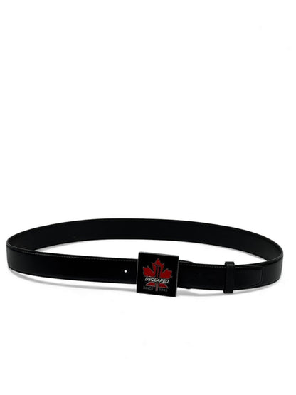 🔥 Dsquared2 Maple Leaf Leather Belt – Black Edition (125 cm) 🔥