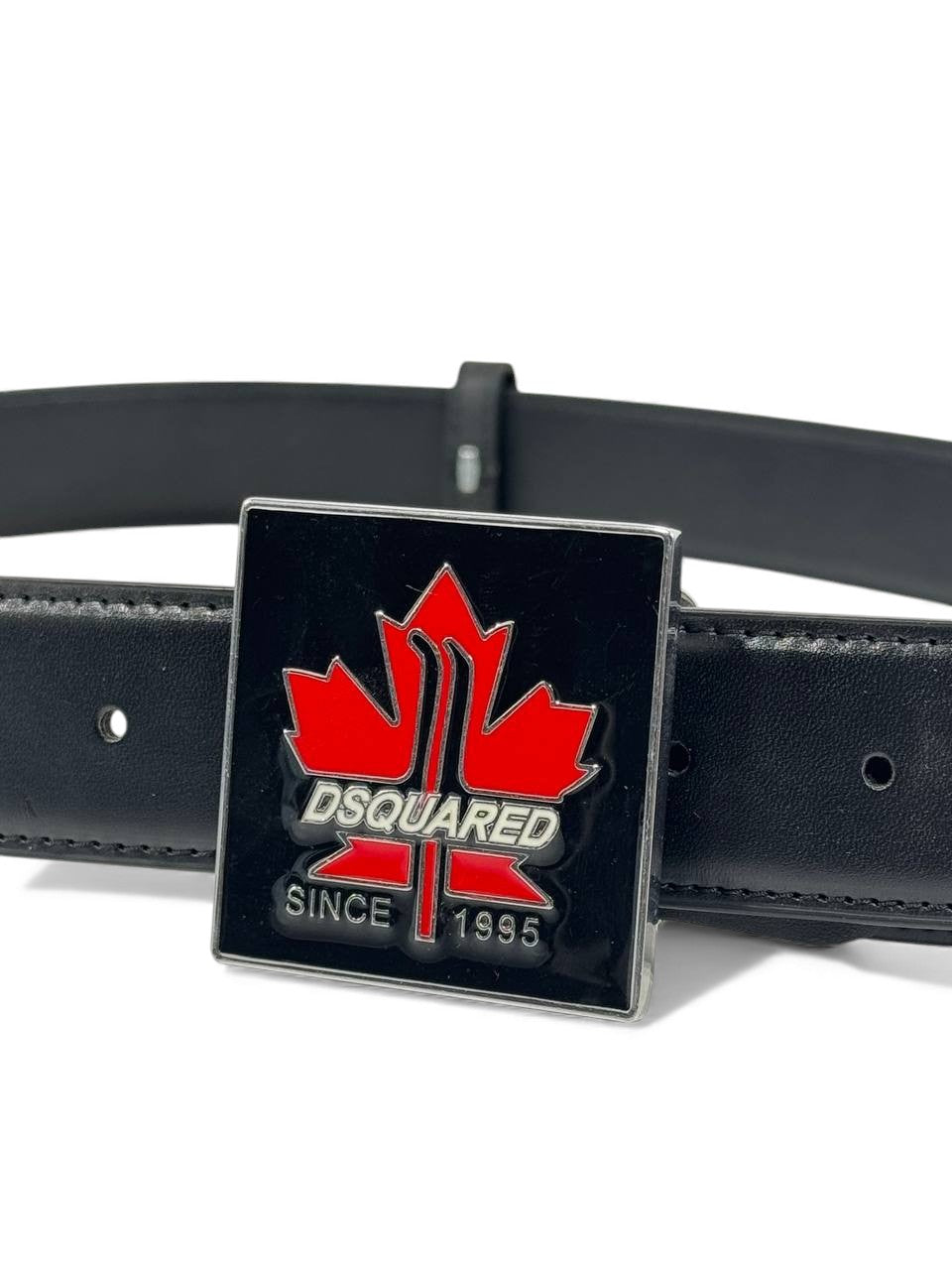 🔥 Dsquared2 Maple Leaf Leather Belt – Black Edition (125 cm) 🔥