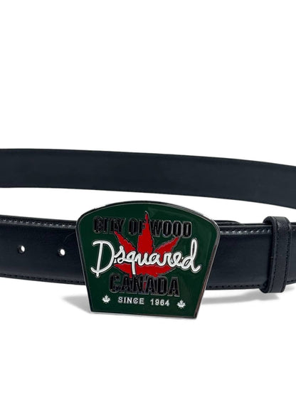 🌲 Dsquared2 “City of Wood” Canada Leather Belt – Black Edition (120 cm) 🌲