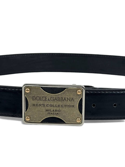 🖤 Dolce & Gabbana Metal Plate Leather Belt – Milano Edition (115 cm) 🖤