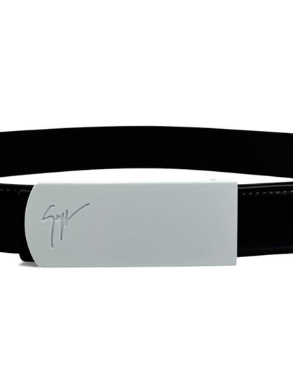 🖤 Giuseppe Zanotti Signature Metal Plate Leather Belt – 130 cm 🖤