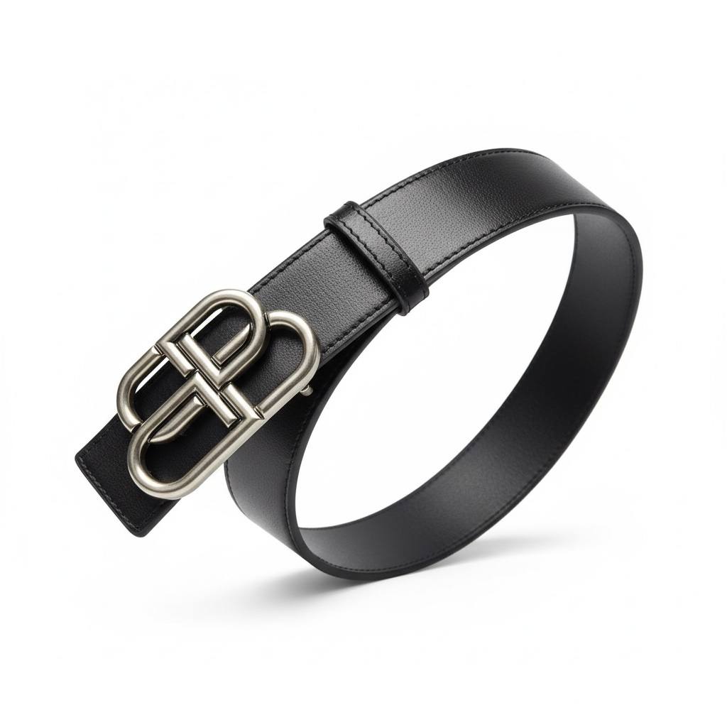 Balenciaga BB Silver Buckle Leather Belt – Black 120cm 🖤✨