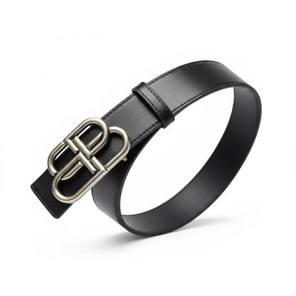 Balenciaga BB Silver Buckle Leather Belt – Black 120cm 🖤✨