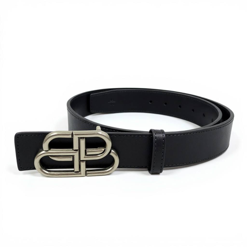 Balenciaga BB Silver Buckle Leather Belt – Black 120cm 🖤✨
